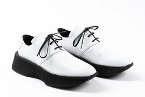 White Leather Mens Maratown dressed up sneakers maximalist cushy cushioned shoes most comfortable dress shoes walkinng on clouds dress shoes minimalist sneakers dress shoes for walking all day squishy sole