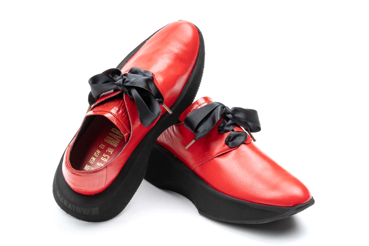 The Maratown's Running Dress Sneakers for women, red leather, the most comfortable dress shoes
