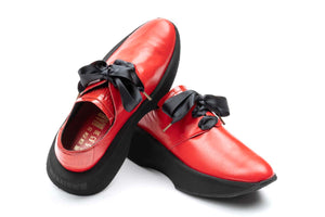 Red leather Womens Maratown dressed up sneakers maximalist cushy cushioned shoes most comfortable dress shoes walkinng on clouds dress shoes minimalist sneakers dress shoes for walking all day squishy sole